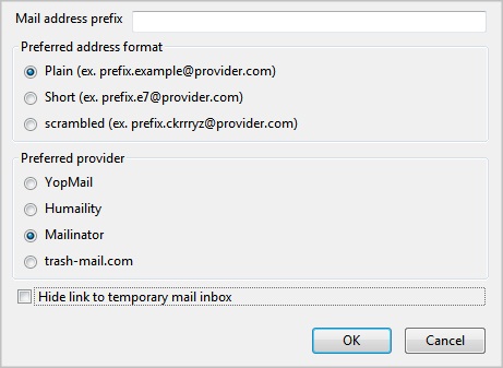 Enter mail prefix