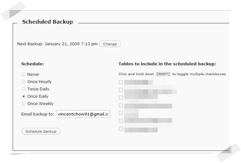 Schedule database backup for WordPress