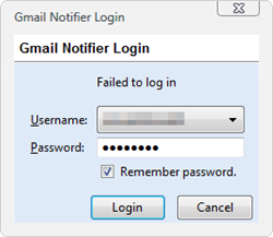 Gmail Notifier - Failed to log in