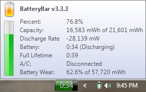 Battery Bar: Discharging, disconnected from AC