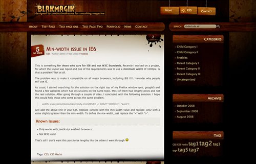 Screenshot: Black Magic WordPress Theme