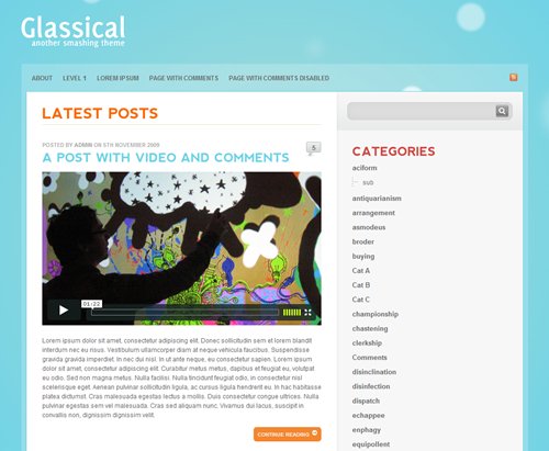 Screenshot: Glassical WordPress Theme