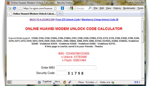 Huawei modem unlock service