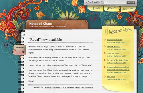 Screenshot: Notepad Chaos WordPress Theme