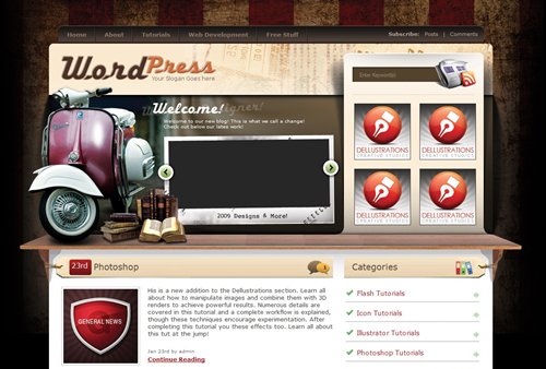 Screenshot: Vintage and Blues WordPress Theme