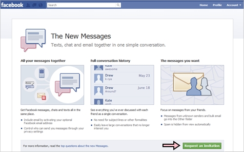 Request Invitation to the new Facebook Messaging
